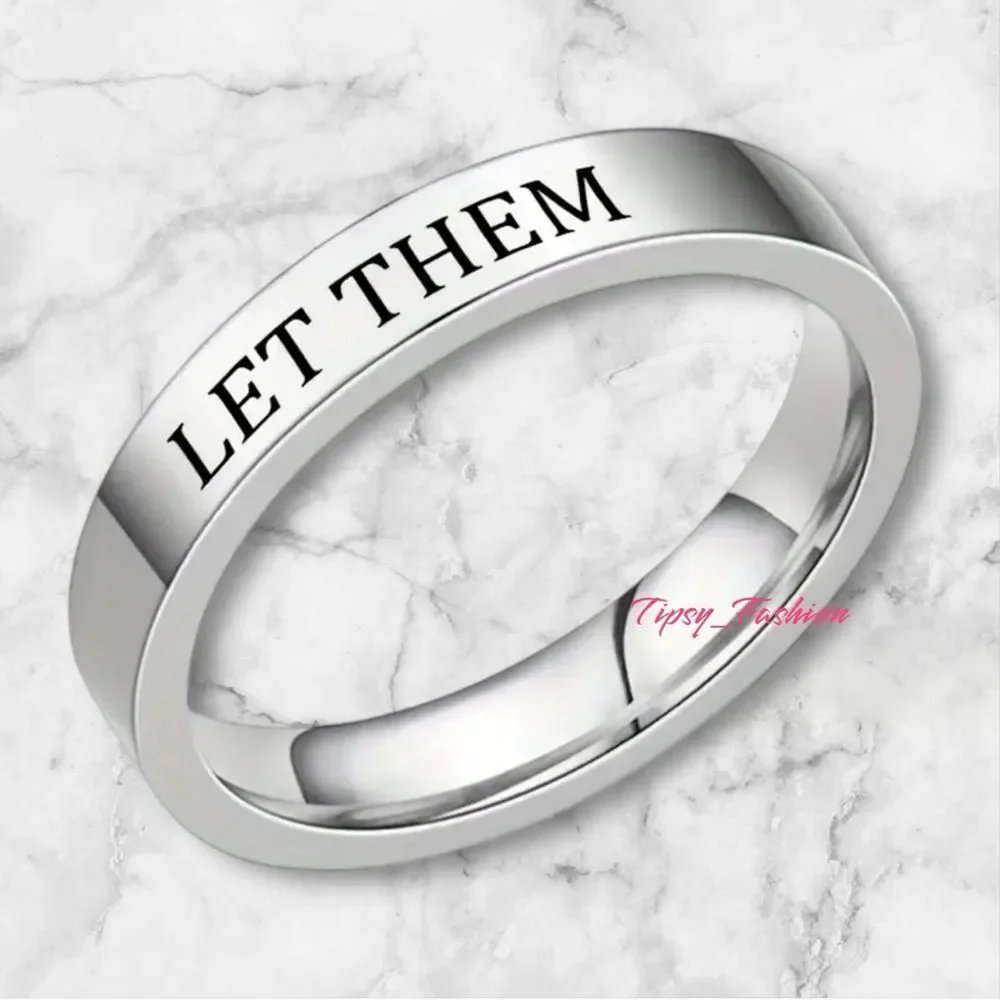 Let Them Titanium Steel Womens Ring Sz 7 NWT